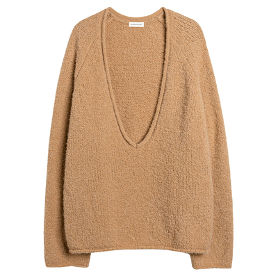 圈圈纱羊驼羊毛大V领针织罩衫