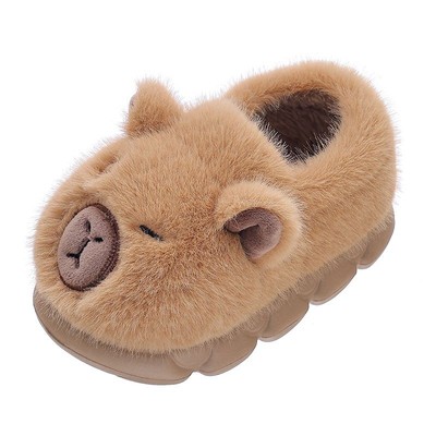 卡皮巴拉冬季儿童棉拖鞋男女童包跟保暖毛绒亲子大中宝宝棉鞋室内