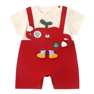 溯格夏季新款笑果仔短袖凉感男女宝宝连体衣新生儿哈衣66-100码