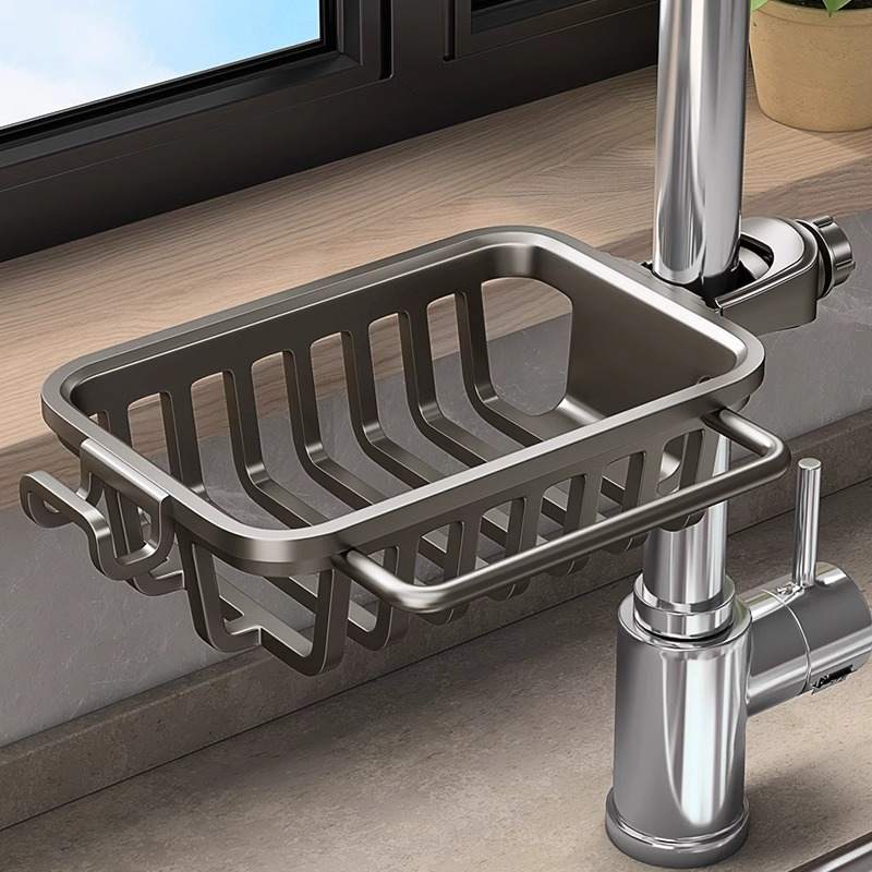厨房水龙头置物架洗碗洗菜池水槽架沥水篮抹布收纳架洗菜盆免打孔