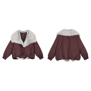 妖精的口袋大毛领翻领短款羽绒服女2025年冬季新款保暖加厚外套