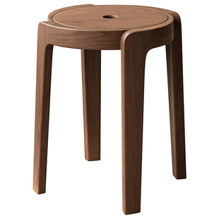 凳子可叠放家用现代简约圆凳风车凳餐椅凳网红结实耐用餐凳全实木