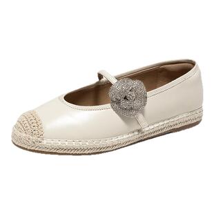 natursun渔夫鞋女春季休闲百搭女鞋小羊皮软底一脚蹬浅口平底鞋