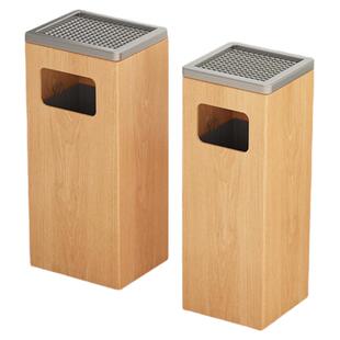 中式酒店垃圾桶大堂立式大号带烟灰缸实木高档写字楼电梯口垃圾箱