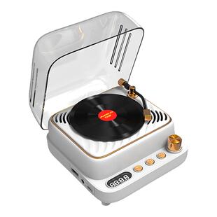 黑胶复古蓝牙音箱双喇叭音响小型低音炮无线迷你k歌麦克风收音机