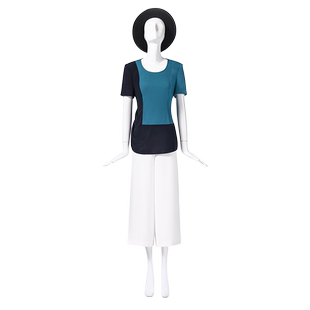 靓诺藏蓝天蓝拼色针织衫LC14391A