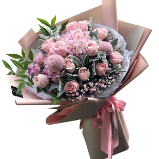 杭州鲜花速递同城玫瑰花郁金香绣球花束女友爱人生日订花送花上门