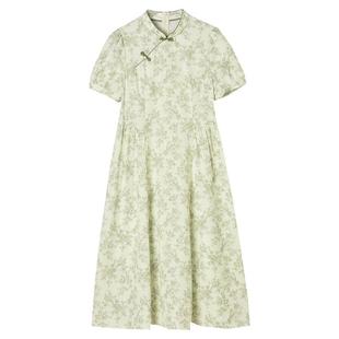 2025年Outlets专柜 精品汉货HH夏装素雅印花复古国风中长裙连衣裙