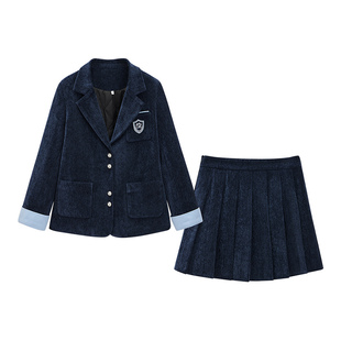 IEF/爱依服【微胖】套装2025冬季新款学院风西装外套百褶裙两件套