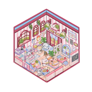 卡皮巴拉模拟经营店铺微缩场景堆叠贴纸diy手工益智儿童女孩游戏造景贴纸合集本3d立体小屋卡通学生手账贴画