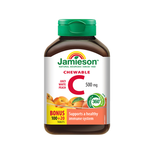 jamieson健美生维生素c维他命vitamin c润白水蜜桃vc咀嚼片 120粒