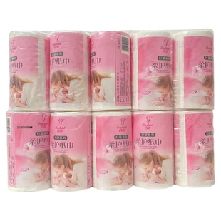 百丽妇婴卫生纸130克独立包装10卷实惠装家用卷纸6层小卷便携装