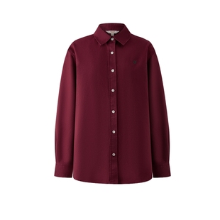 【100%棉】Eland衣恋衬衫女简约休闲宽松翻领上衣2025冬季新款