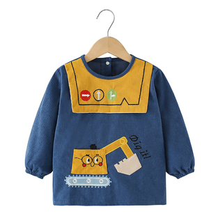 宝宝罩衣2025新款秋冬长袖儿童吃饭围兜防水防脏围裙外出反穿护衣