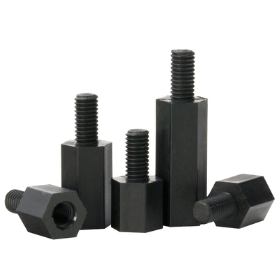 黑色单通六角塑料间隔尼龙柱