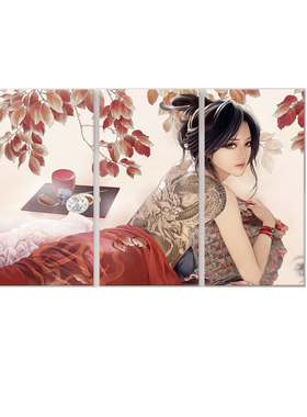 三联美女玄关是日式浮世绘