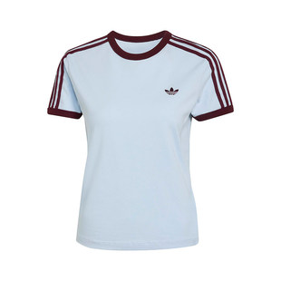 阿迪达斯三叶草女装2026夏季纯棉撞色修身休闲运动短袖T恤 KD3684