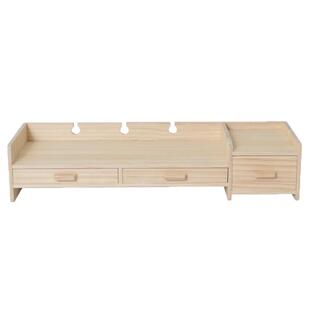 实木电脑增高架带抽屉桌面显示器抬高底座抽屉式显示屏增高置物架