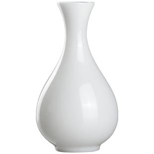 东方泥土 冰种玉瓷玉瓶花器高档小花瓶茶道花插纯白陶瓷茶桌摆件