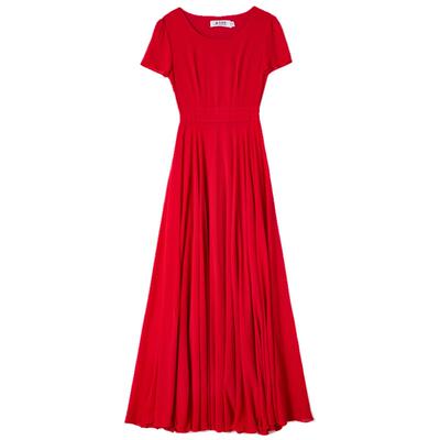 连衣裙新款气质雪纺摆显超长