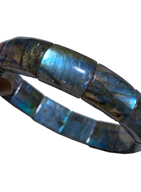 天然冰种强彩光拉长石手排送男女