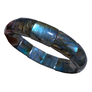 天然冰种强彩光拉长石手排蓝灰月光石手串水晶时尚饰品礼物情侣款