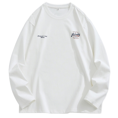 白色长袖t恤男纯棉打底衫上衣