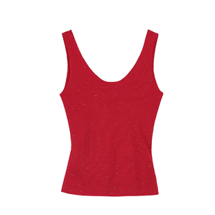 pusumede 星光熠熠 细闪背心女夏设计感交叉露背针织无袖吊带上衣