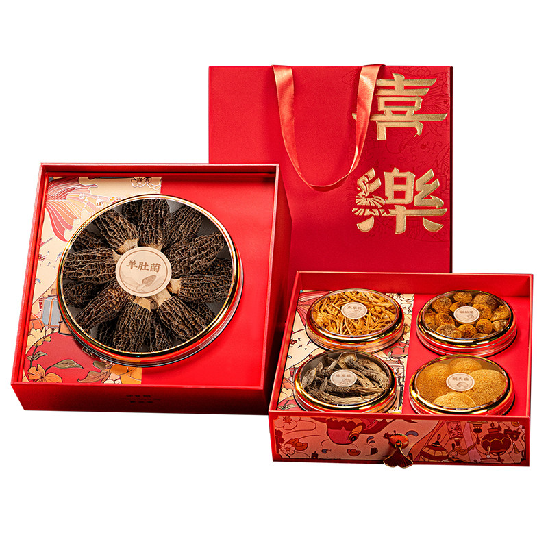 羊肚菌礼盒姬松茸猴头菇石斛西洋参虫草花陈皮银耳山珍特产礼盒装