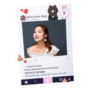 朋友圈短视频网红手持打卡框结婚宴手举牌拍照道具合影框ins相框