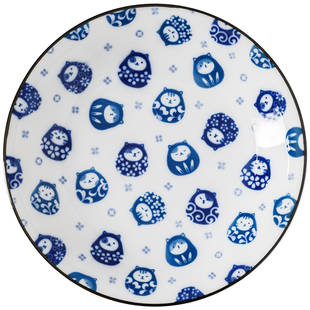 千代源达摩猫日式餐具盘子家用餐盘碗碟 微波炉适用陶瓷深盘圆盘