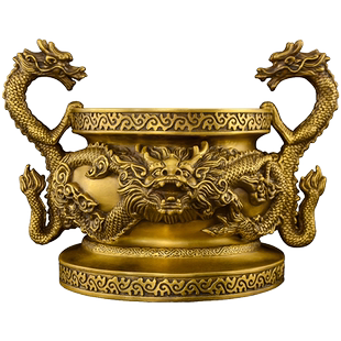 龙回首香炉黄铜家用室内上香供奉寺庙祠堂供佛九龙铜香炉大号