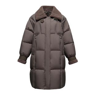 雪中飞2025冬新款女士中长款羽绒服翻领皮毛时尚保暖韩版柔软出街