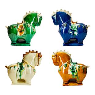 西安旅游文创唐三彩五花马摆件设计感家居摆件陶瓷唐马摆件礼品