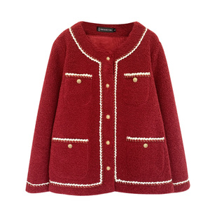 大码胖mm巨好看外套女装秋冬独特漂亮正肩羊羔绒皮毛一体小香女装