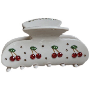 精致小众 复古可爱樱桃闪钻中号发抓 抓夹后脑勺抓夹鲨鱼夹发饰女