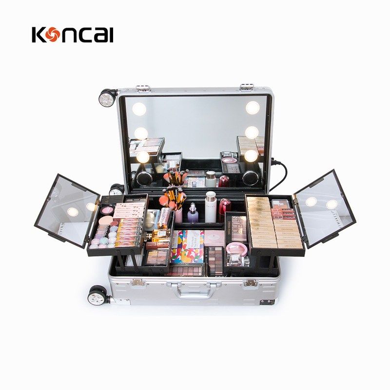 厂家供应新款化妆师铝合金带灯拉杆化妆箱万向轮便捷跟妆箱灯箱,收纳整理,化妆箱/盒,淘宝优惠券,粉丝福利购,淘宝优惠卷