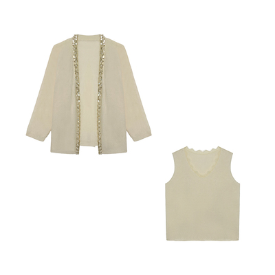 cchen陈陈-心动的信号 针织开衫宽松毛衣外套女秋冬背心上衣套装