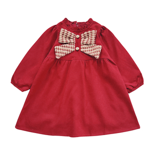 女童连衣裙秋冬款2026新款洋气儿童冬装加绒新年衣服公主裙拜年服