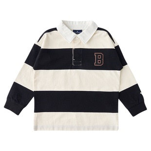 BLUEDOG 蓝狗25FW儿童秋冬运动风条纹休闲男女童百搭长袖T恤