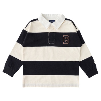 蓝狗25FW儿童早秋运动风条纹T恤