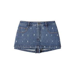 【WMWM】蕾虎时尚百搭潮流绣花牛仔迷你裙裤设计师春夏女装裤子