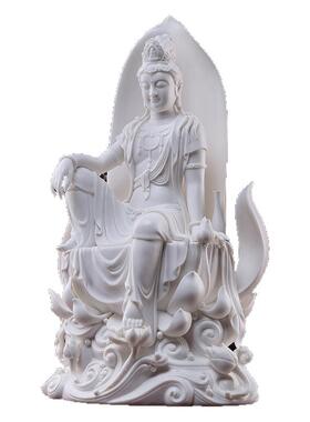陶瓷20英寸莲心自在观音佛像摆件
