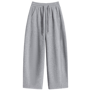 运动裤女2025秋冬新款加绒加厚保暖松紧高腰宽松弯刀镰刀休闲卫裤