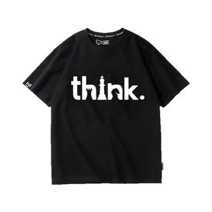 think国际象棋趣味T恤印花短袖纯棉夏卡通男女宽松大码儿童亲子装