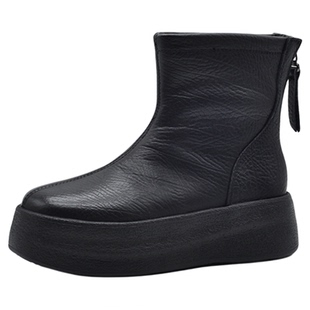 Artmu阿木厚底短靴子2025新款爆款百搭防水台松糕加绒黑色靴子