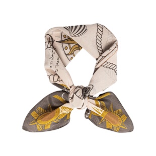 航海旅行！奶油色100%桑蚕丝丝巾真丝方巾绑包小香抹胸海边度假女