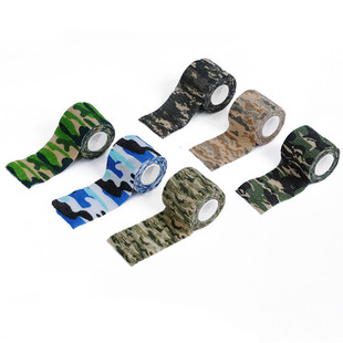 迷彩胶布仿生绷带胶粘布自粘无纺布带户外伪装自粘弹性松紧棉布条