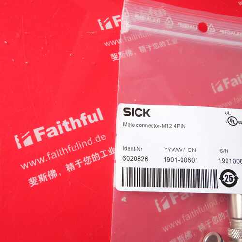 议价Sick 6020826 西克全新工业条码扫描传感器用连接器 M12 4针