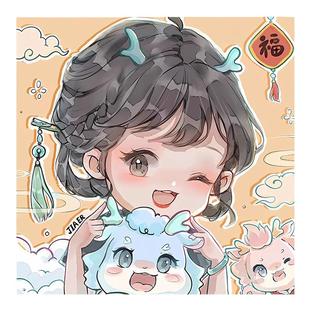 蛇年数字油画diy填充色十二生肖卡通星座女孩手绘油彩画2025新款